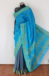 Georgette Block print sari