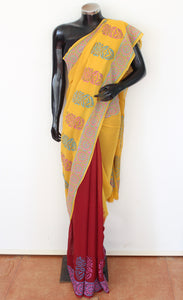 Georgette Block print sari