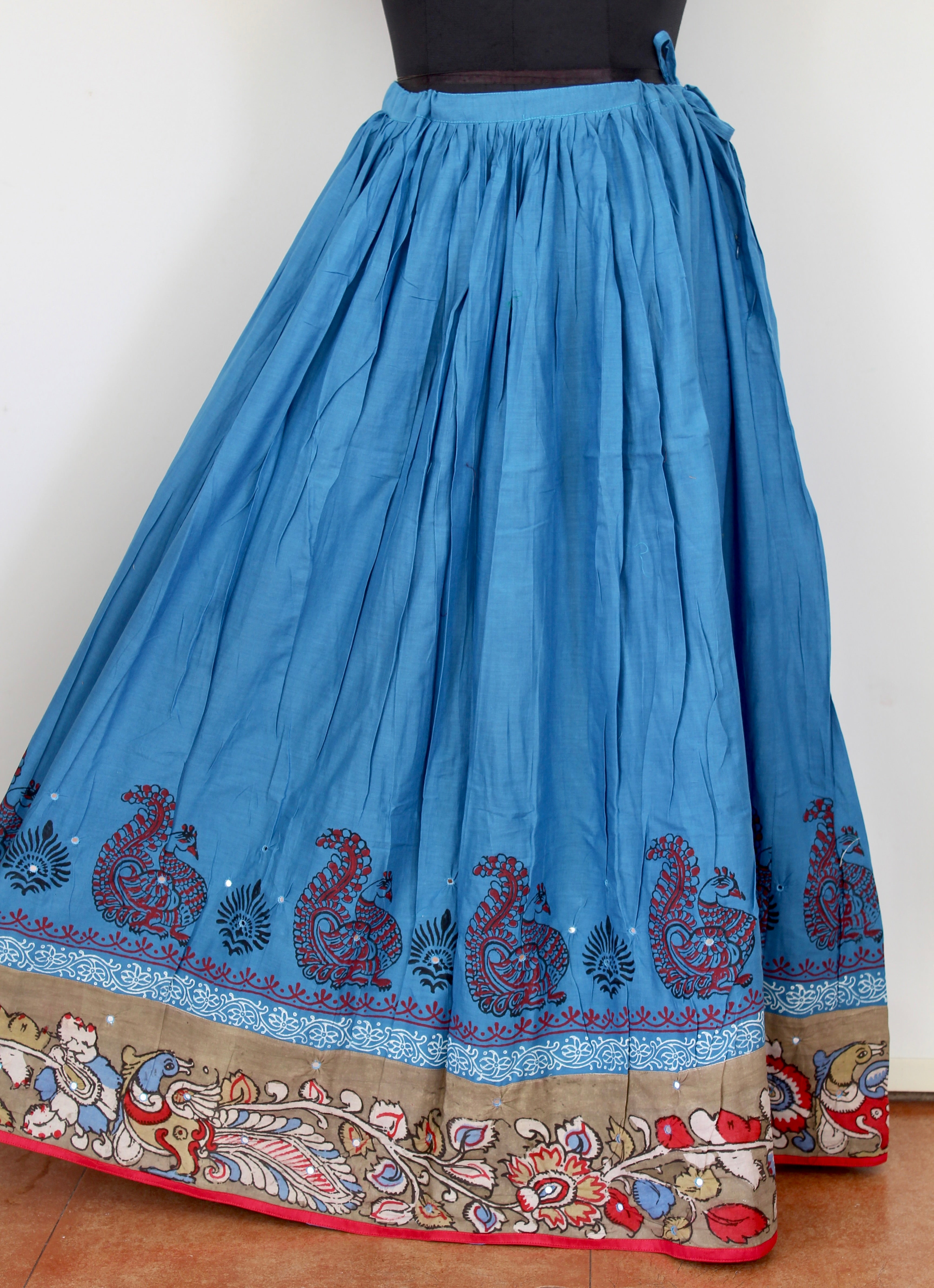 Cotton skirt with kalamkari border