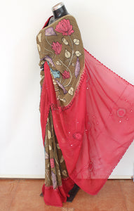 Georgette sari with crochet work