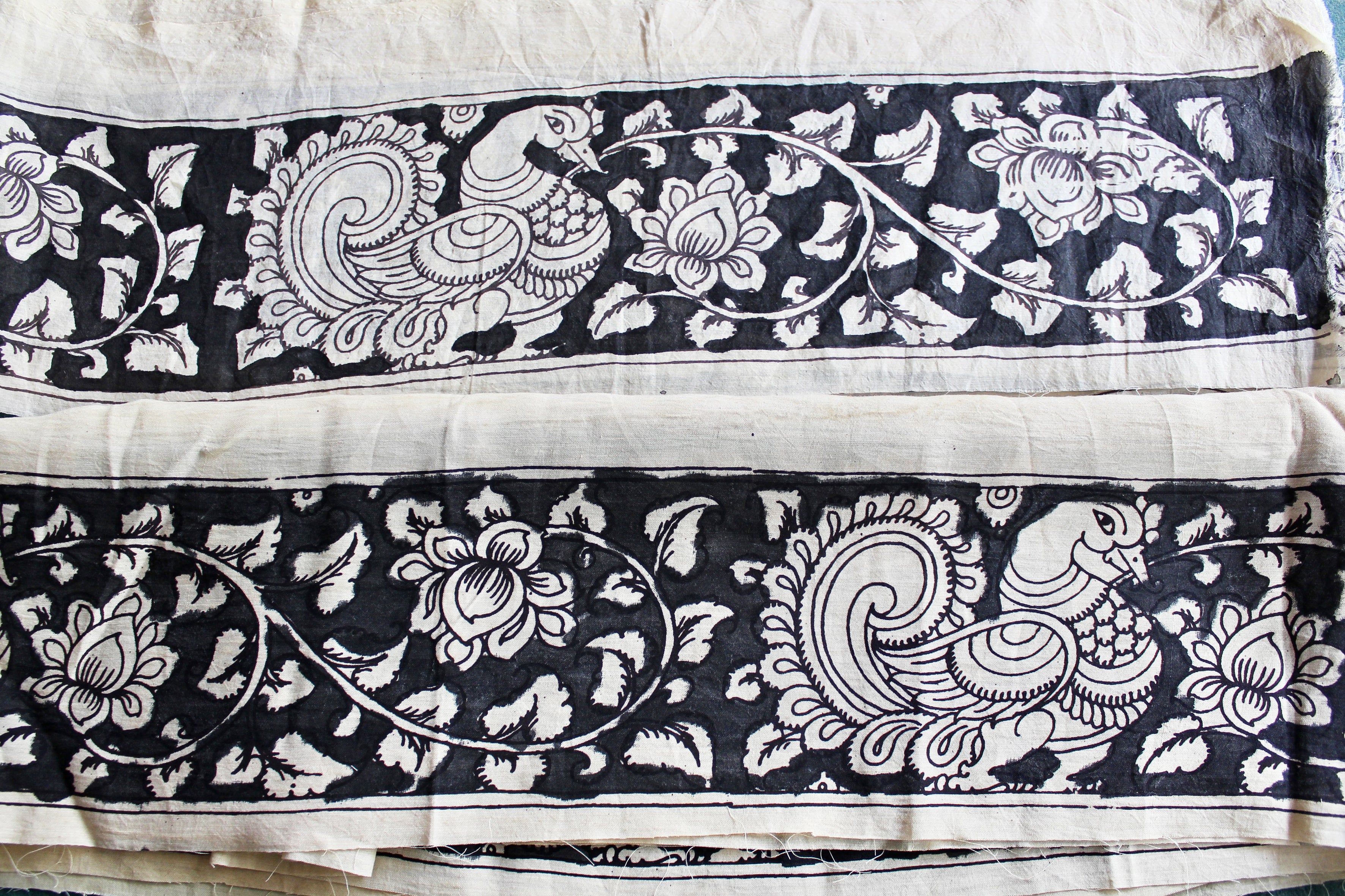 Cotton kalamkari sari border