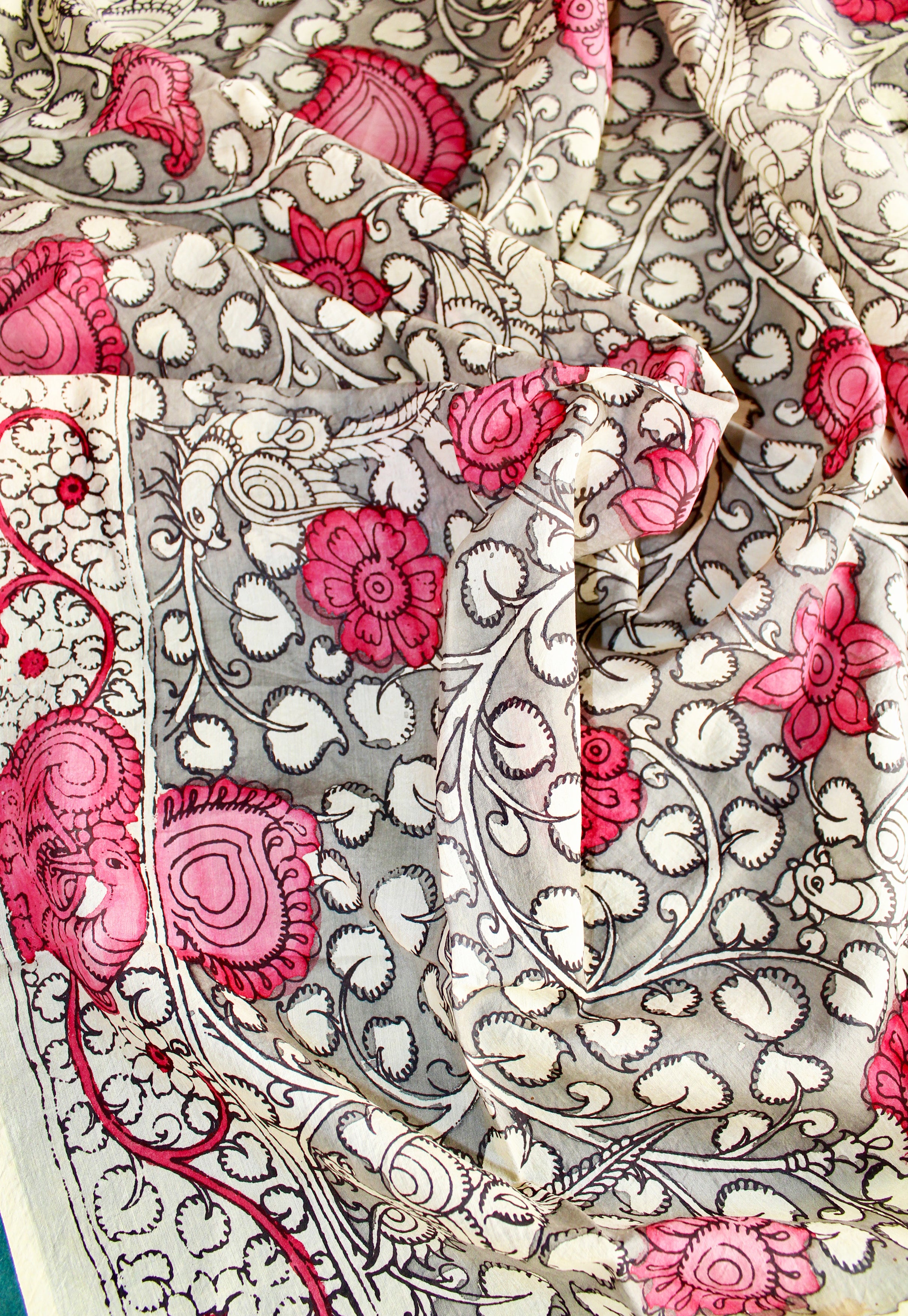 Silk kalamkari blouse fabric