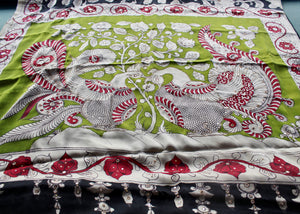 Satin crepe kalamkari sari