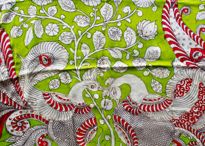 Satin crepe kalamkari sari