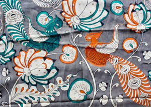 Satin crepe kalamkari sari