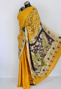 Satin crepe kalamkari sari