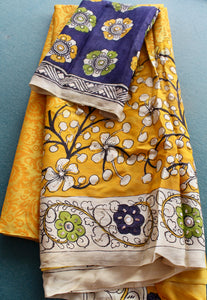 Satin crepe kalamkari sari