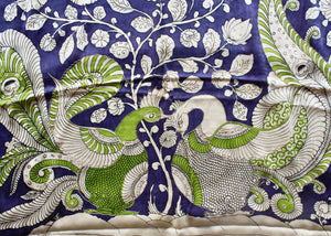 Satin crepe kalamkari sari