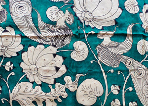 Satin crepe kalamkari sari