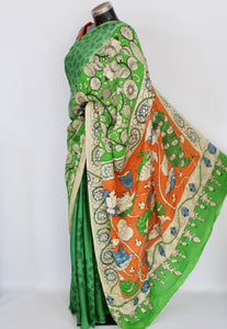 Satin crepe kalamkari sari