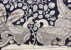 Satin crepe kalamkari sari