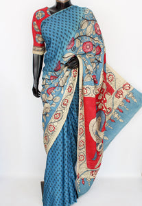 Satin crepe kalamkari sari