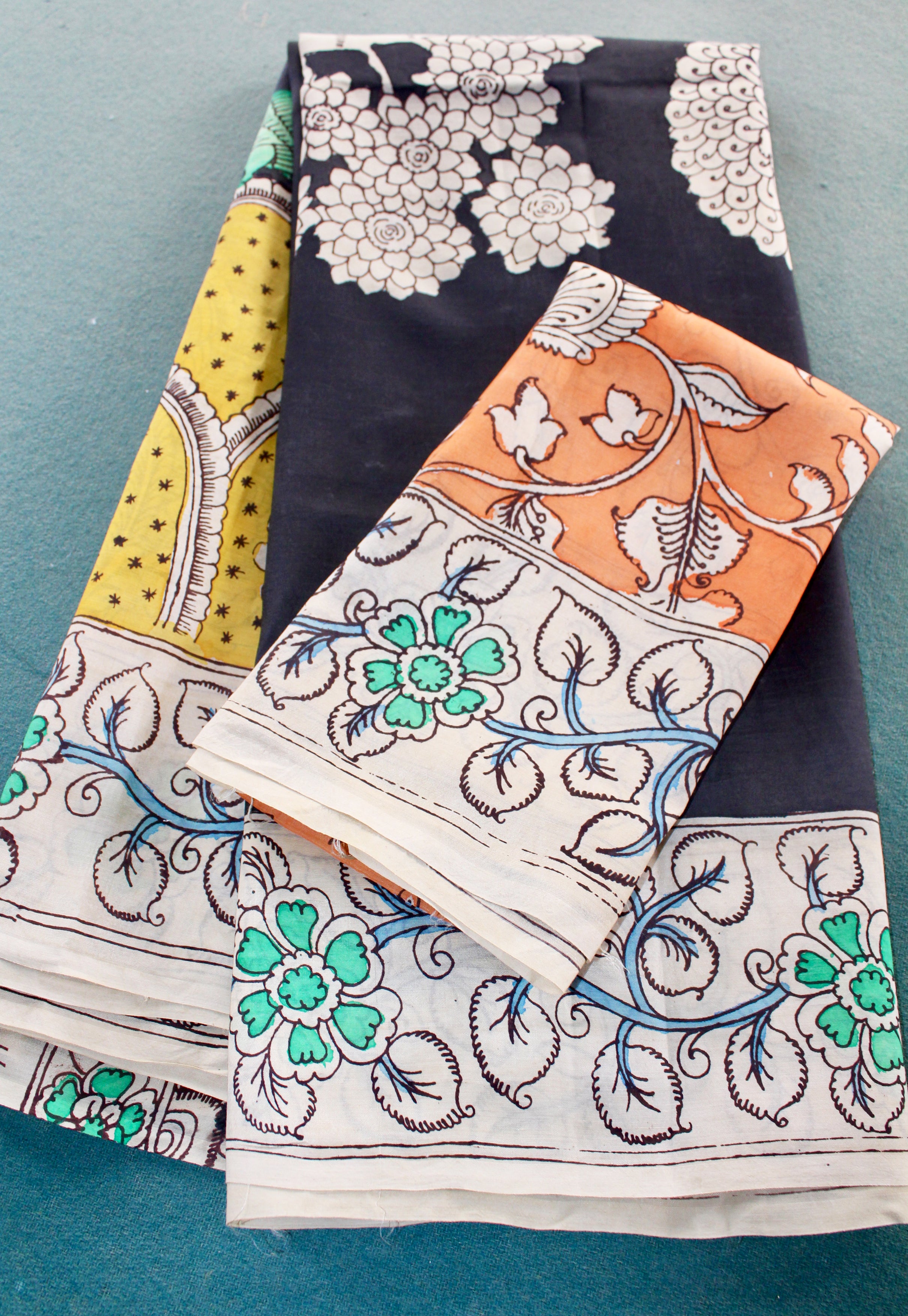 Silk sari with Pen Kalamkari