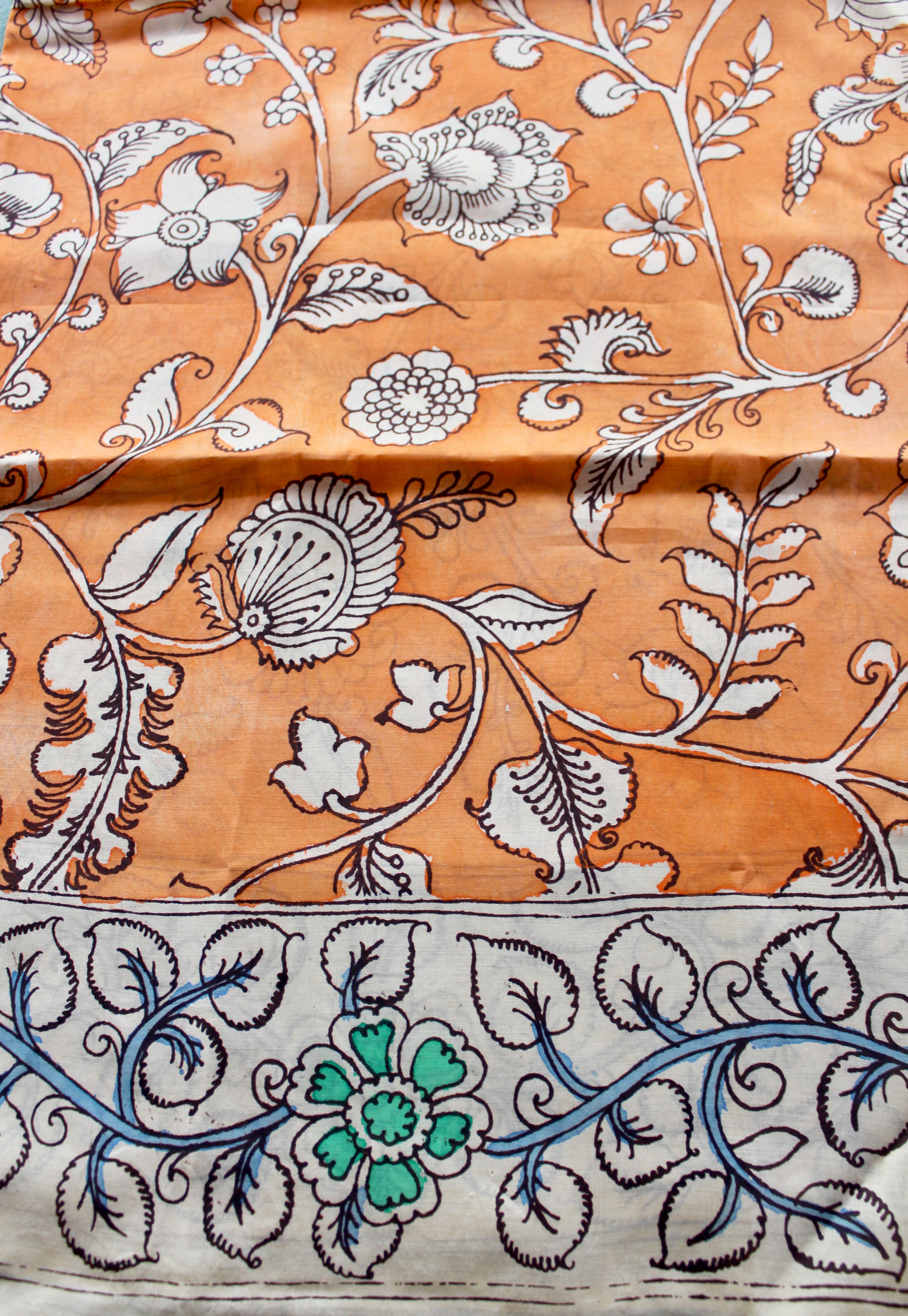 Silk sari with Pen Kalamkari