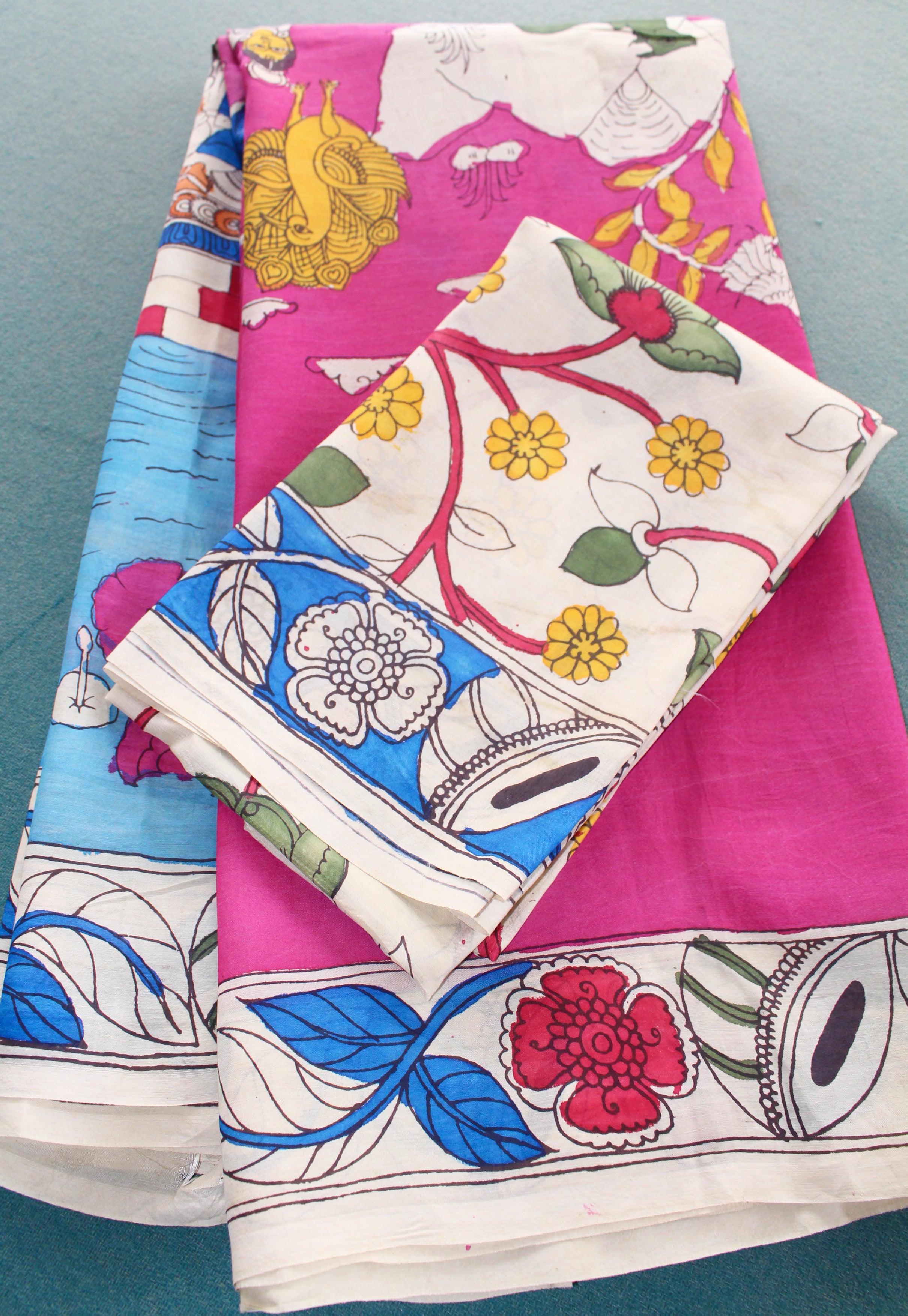 Silk sari with Pen Kalamkari