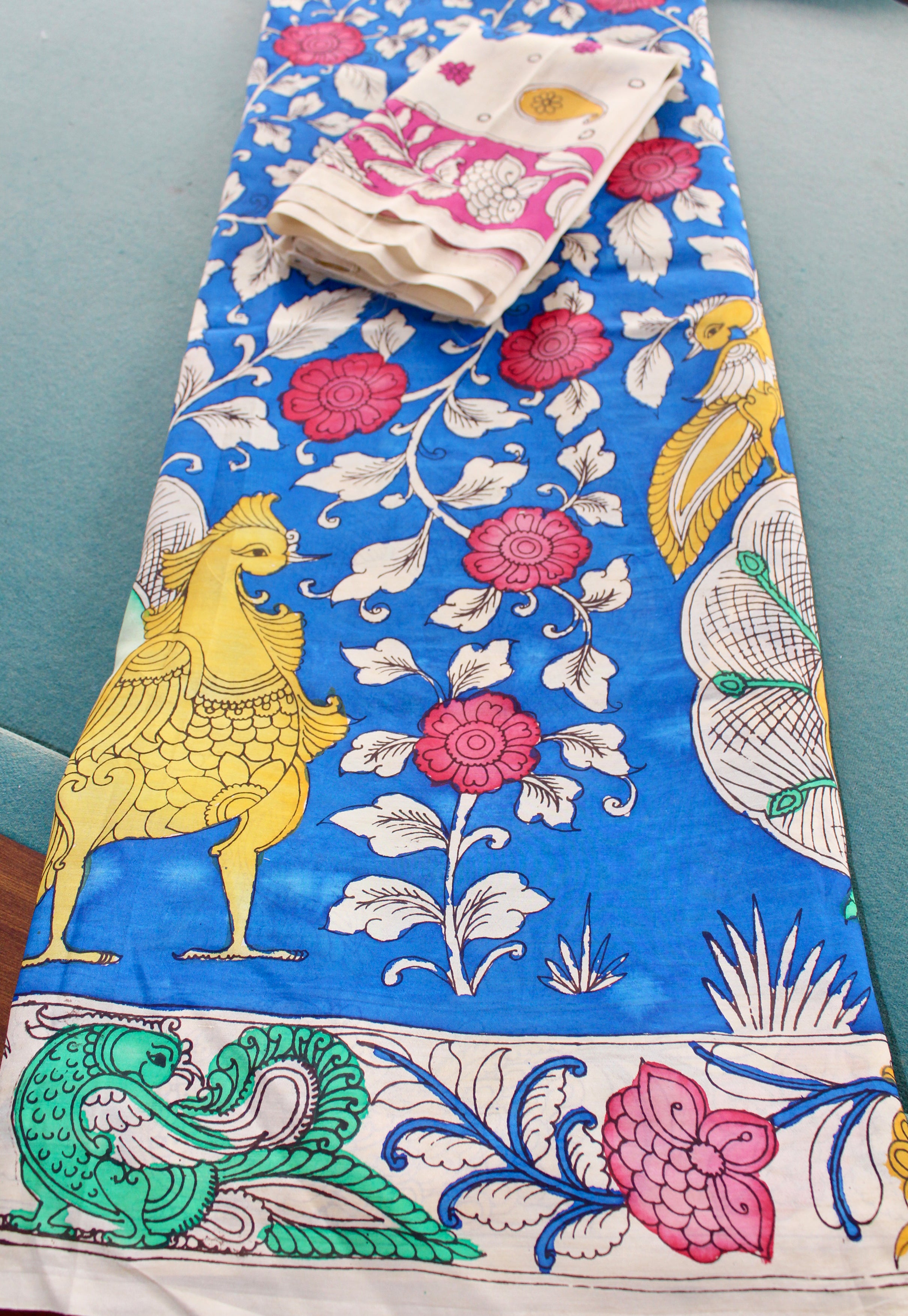 Silk sari with Pen Kalamkari