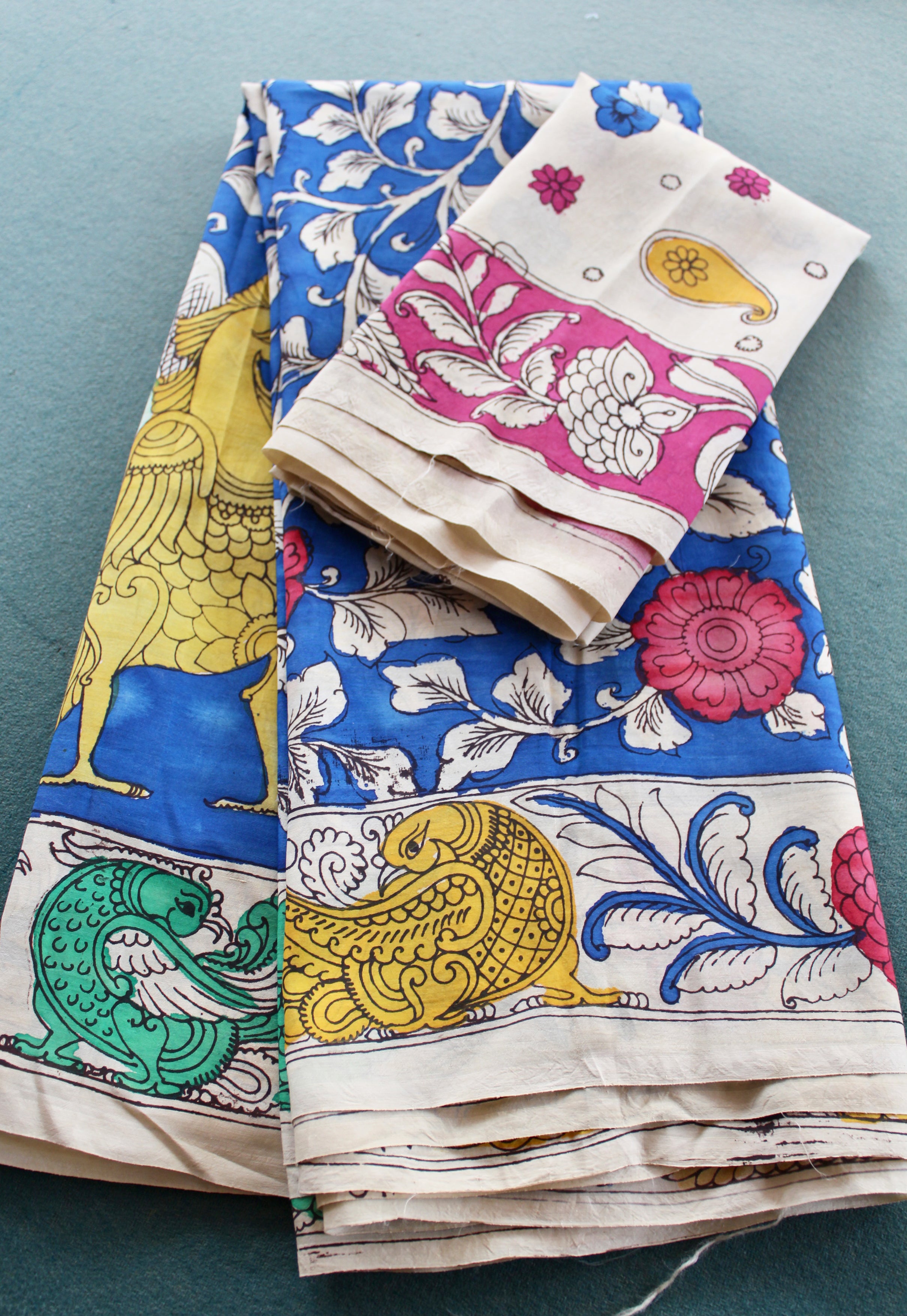 Silk sari with Pen Kalamkari