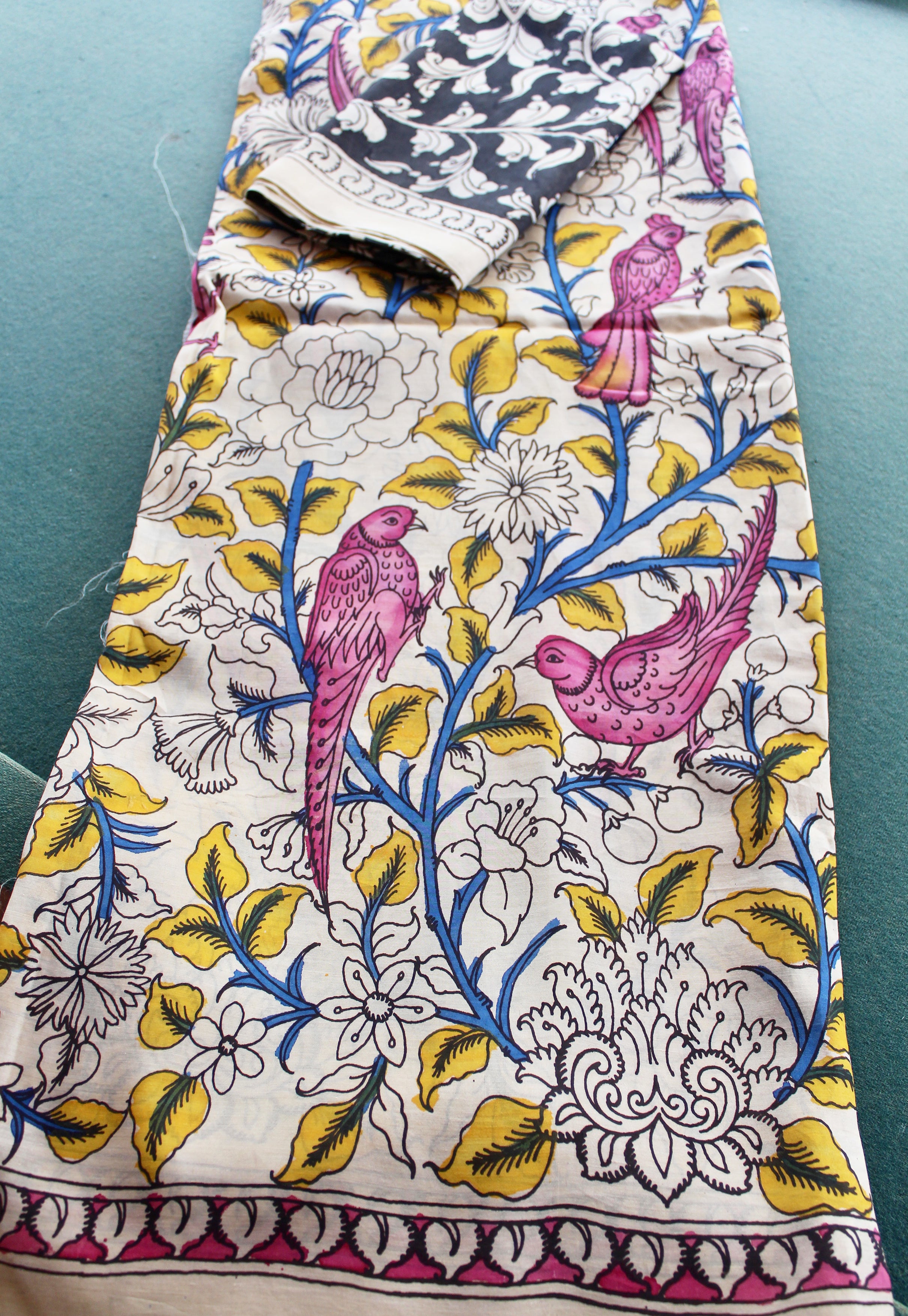 Silk sari with Pen Kalamkari