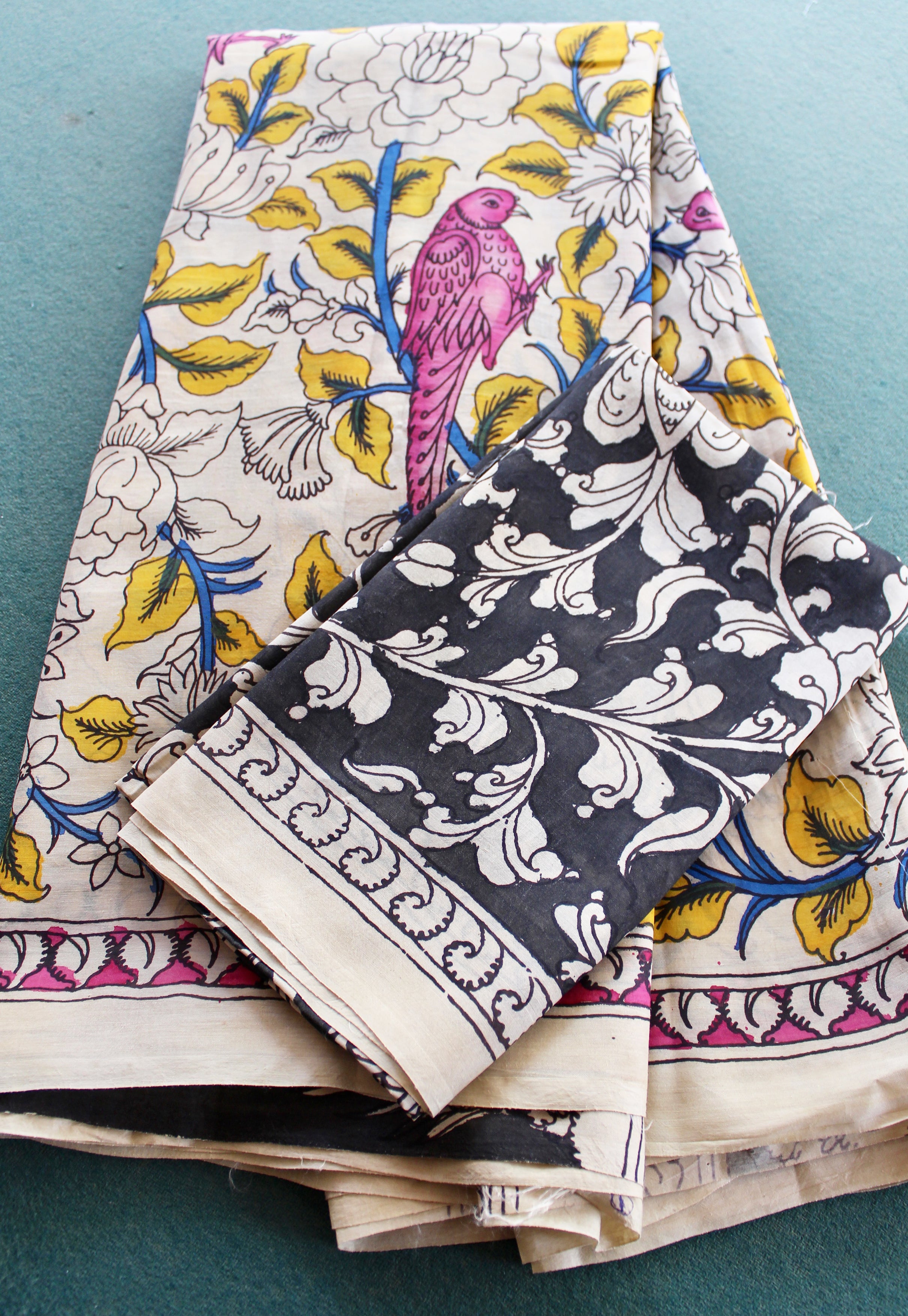 Silk sari with Pen Kalamkari