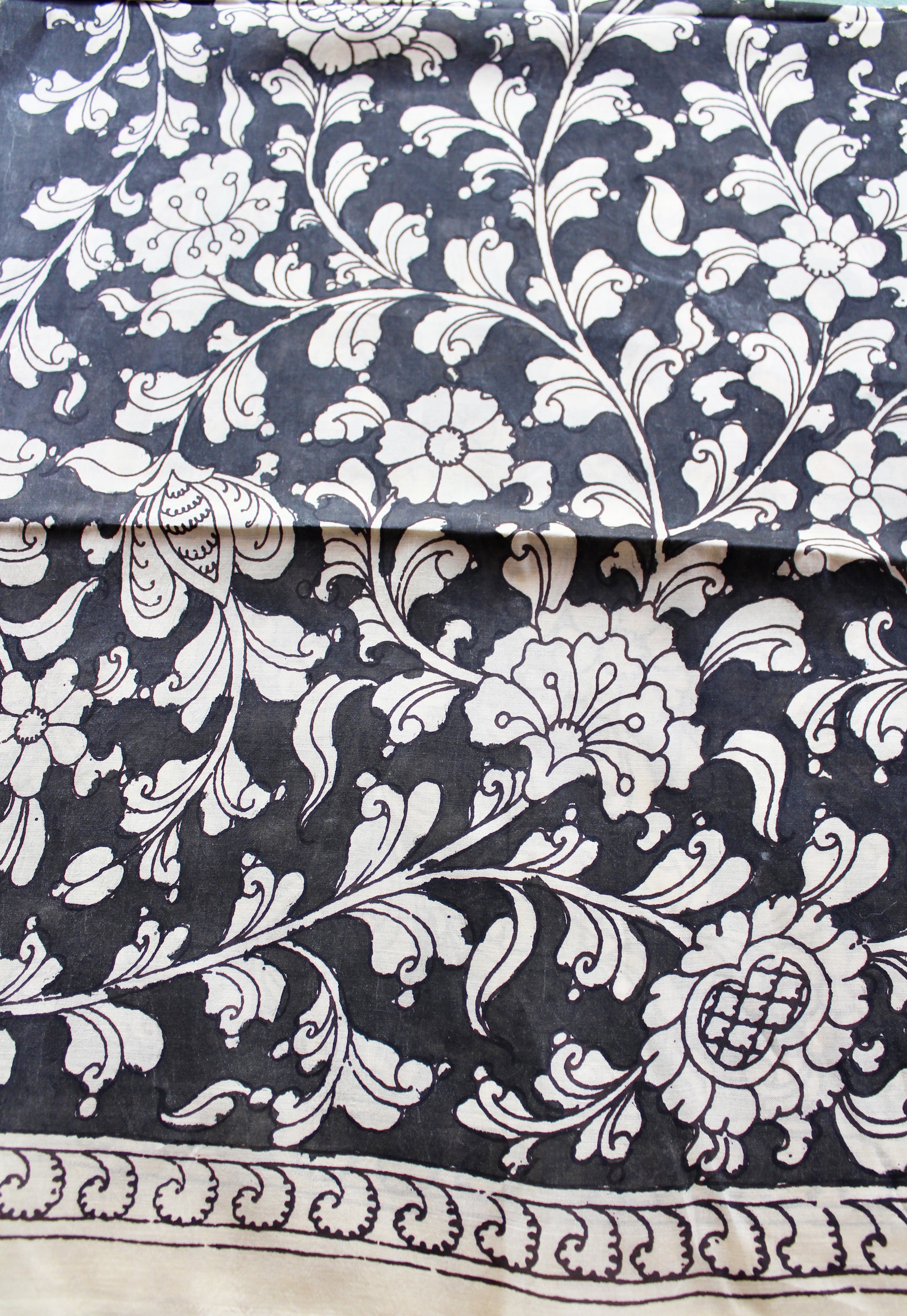 Silk sari with Pen Kalamkari