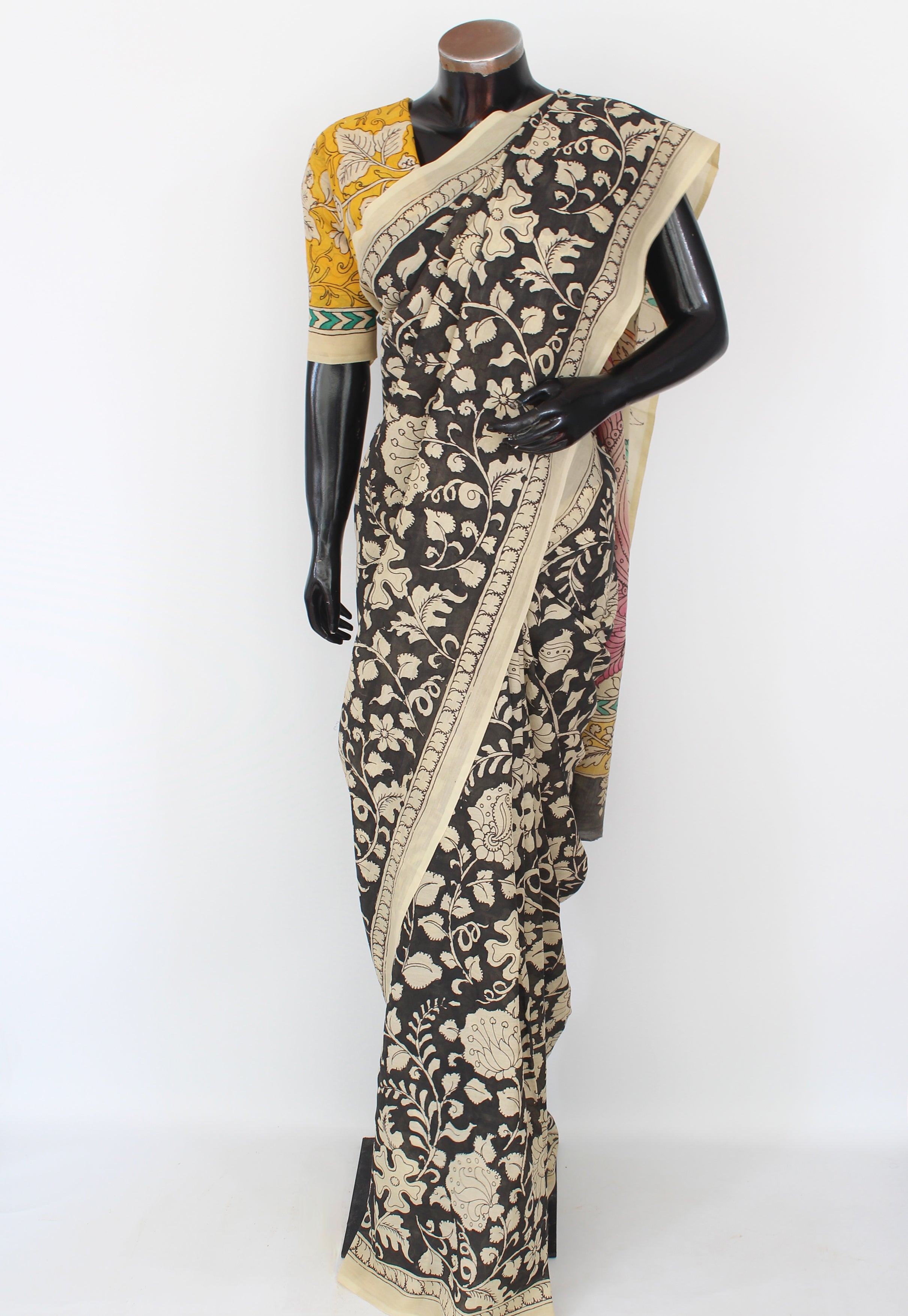 Silk sari with Pen Kalamkari
