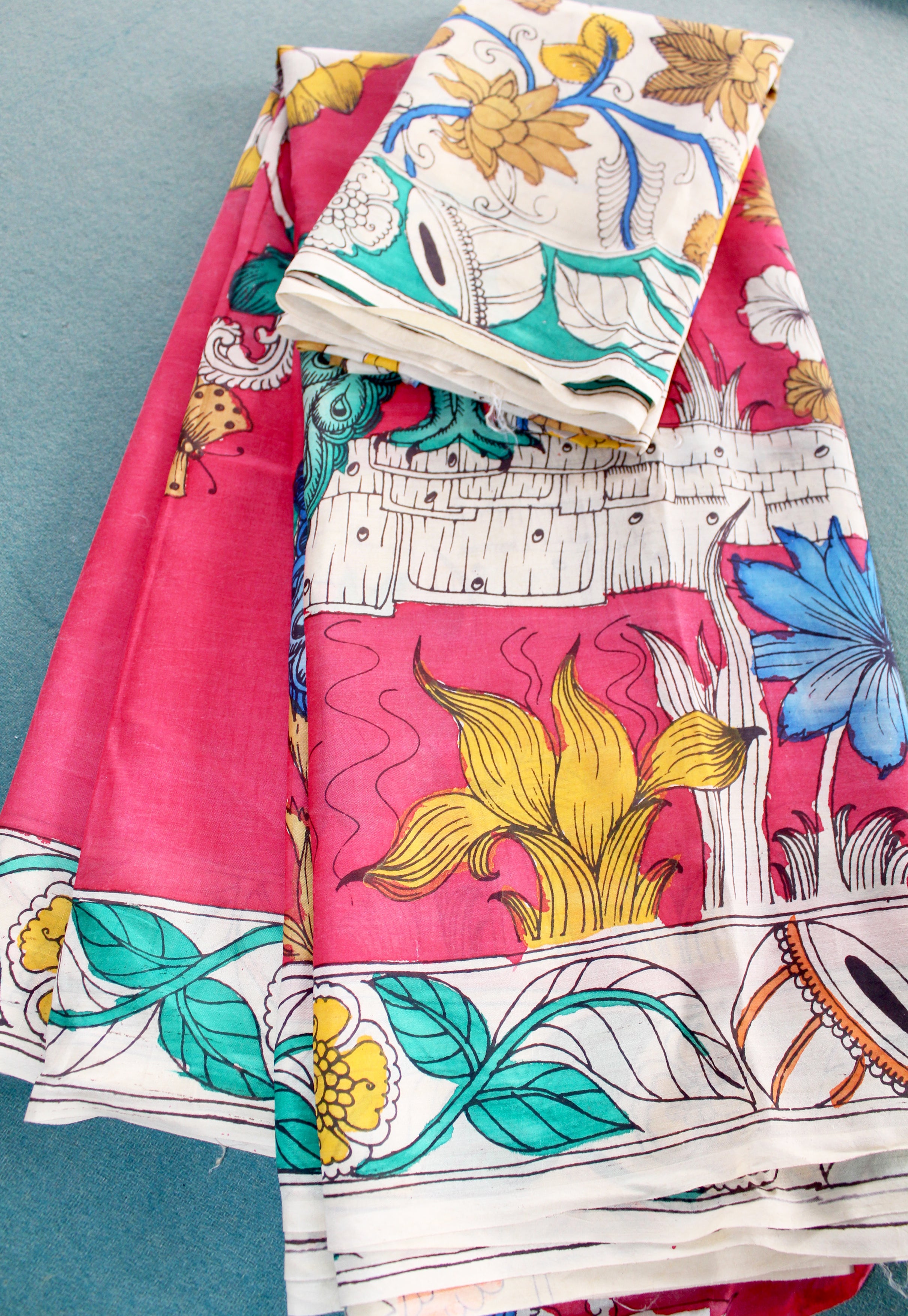 Silk sari with Pen Kalamkari