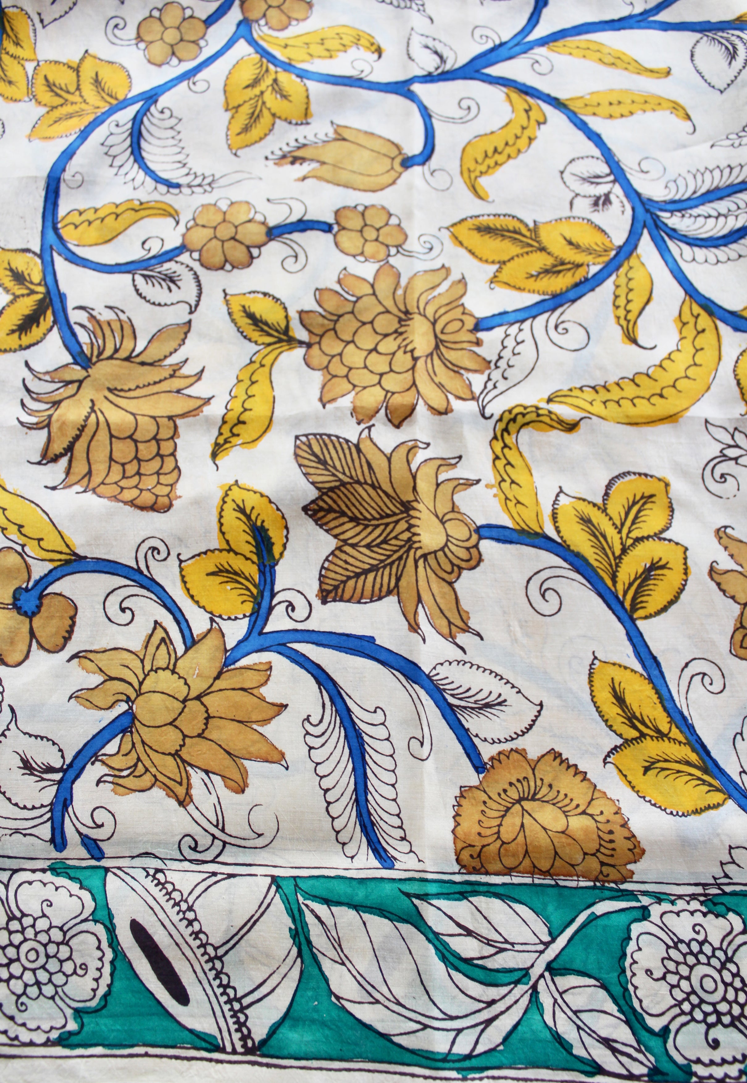 Silk sari with Pen Kalamkari