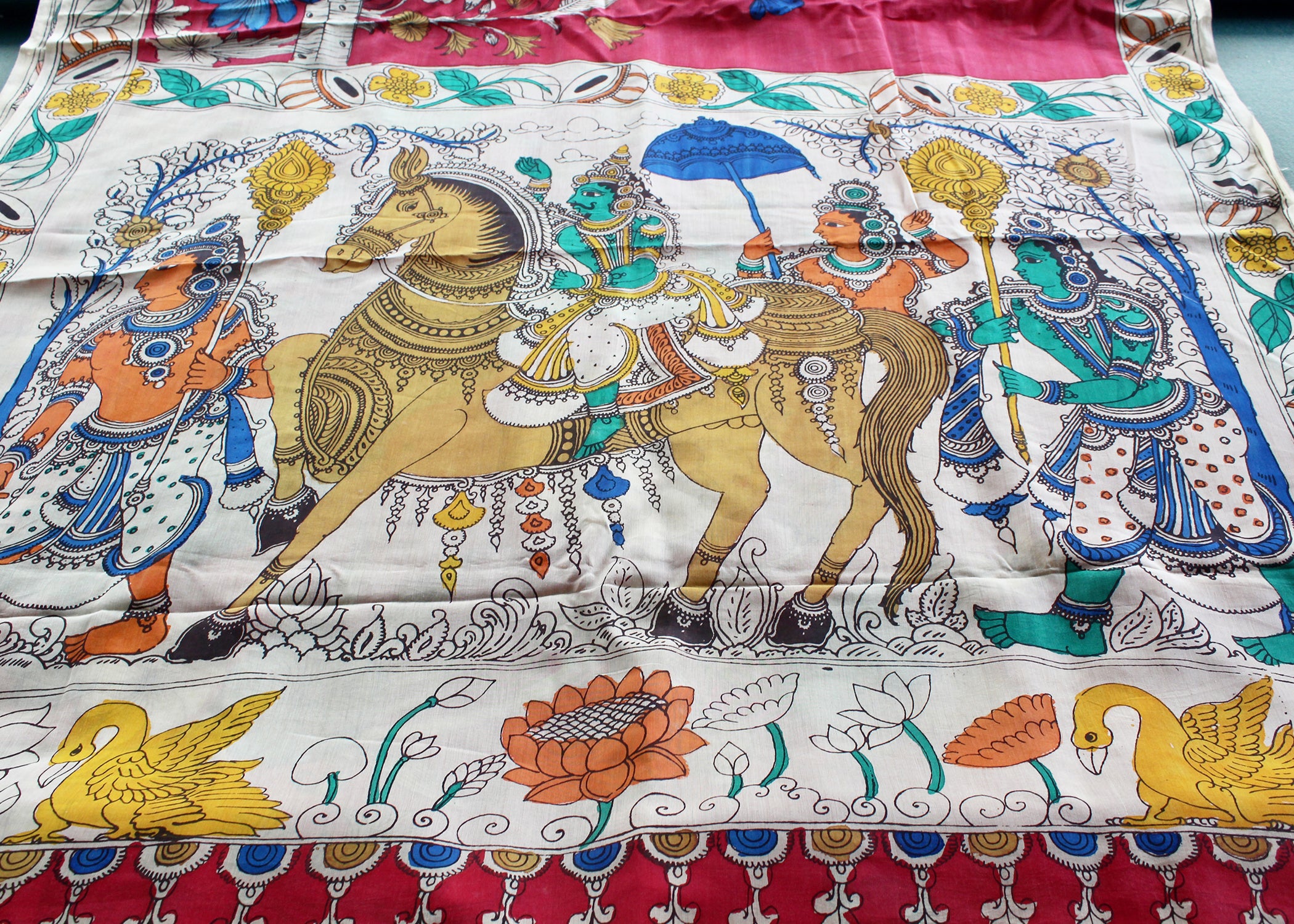 Silk sari with Pen Kalamkari
