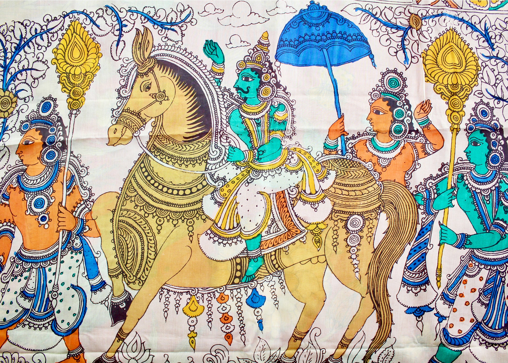 Silk sari with Pen Kalamkari