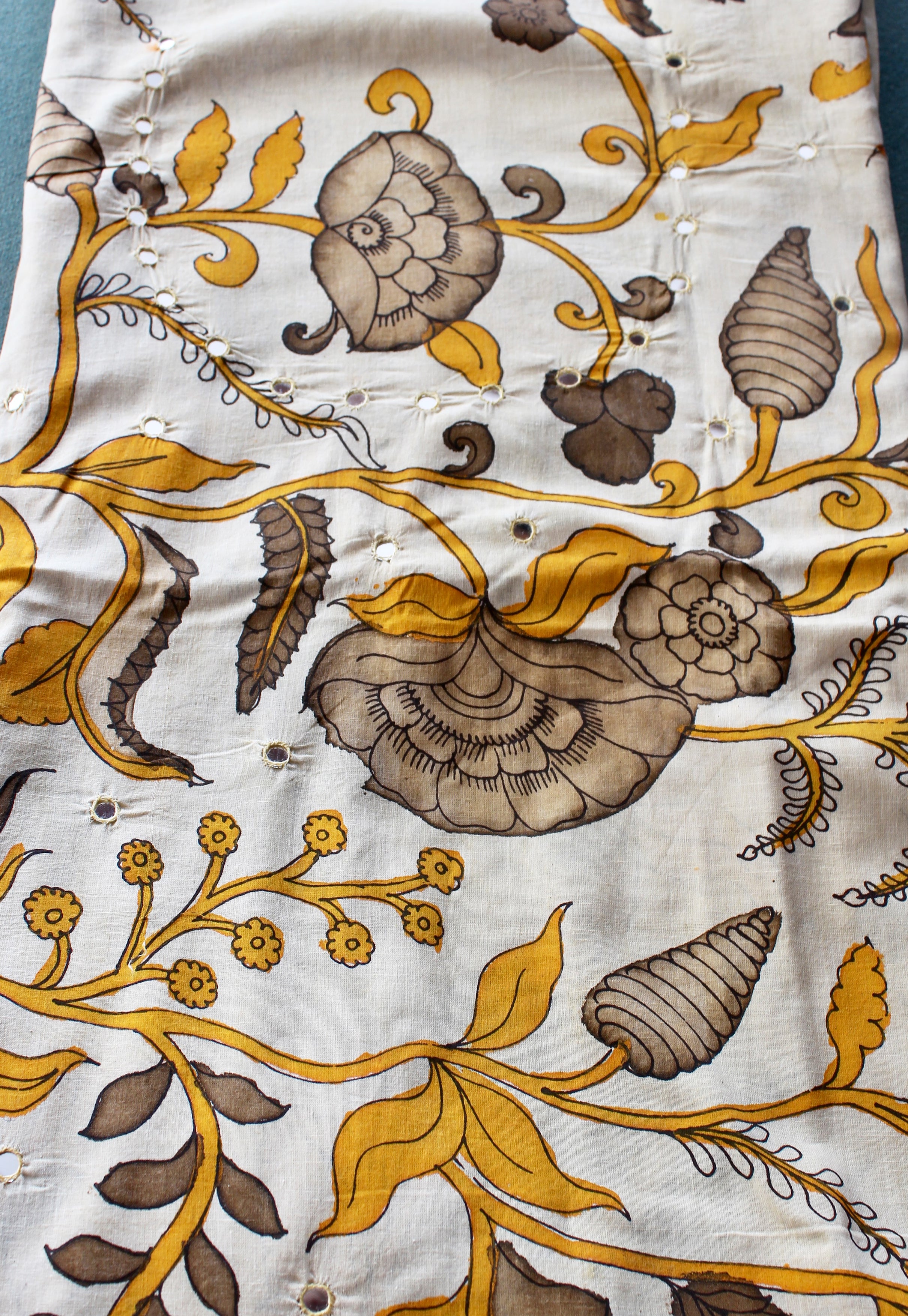 Cotton kurti fabric with mirror work