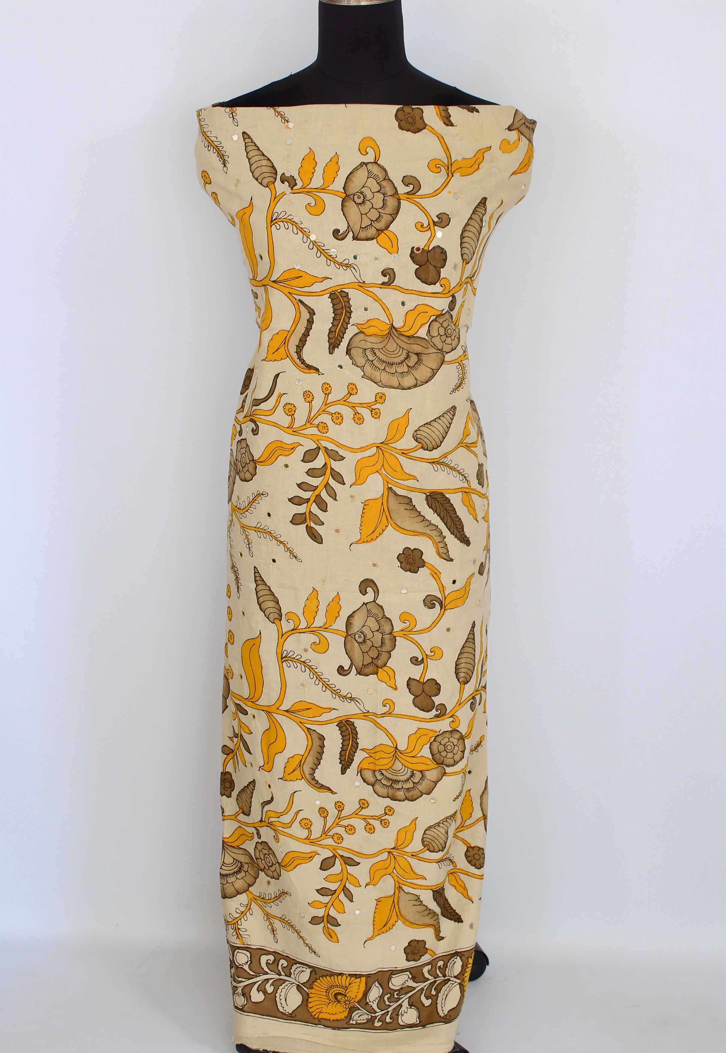 Cotton kurti fabric with mirror work