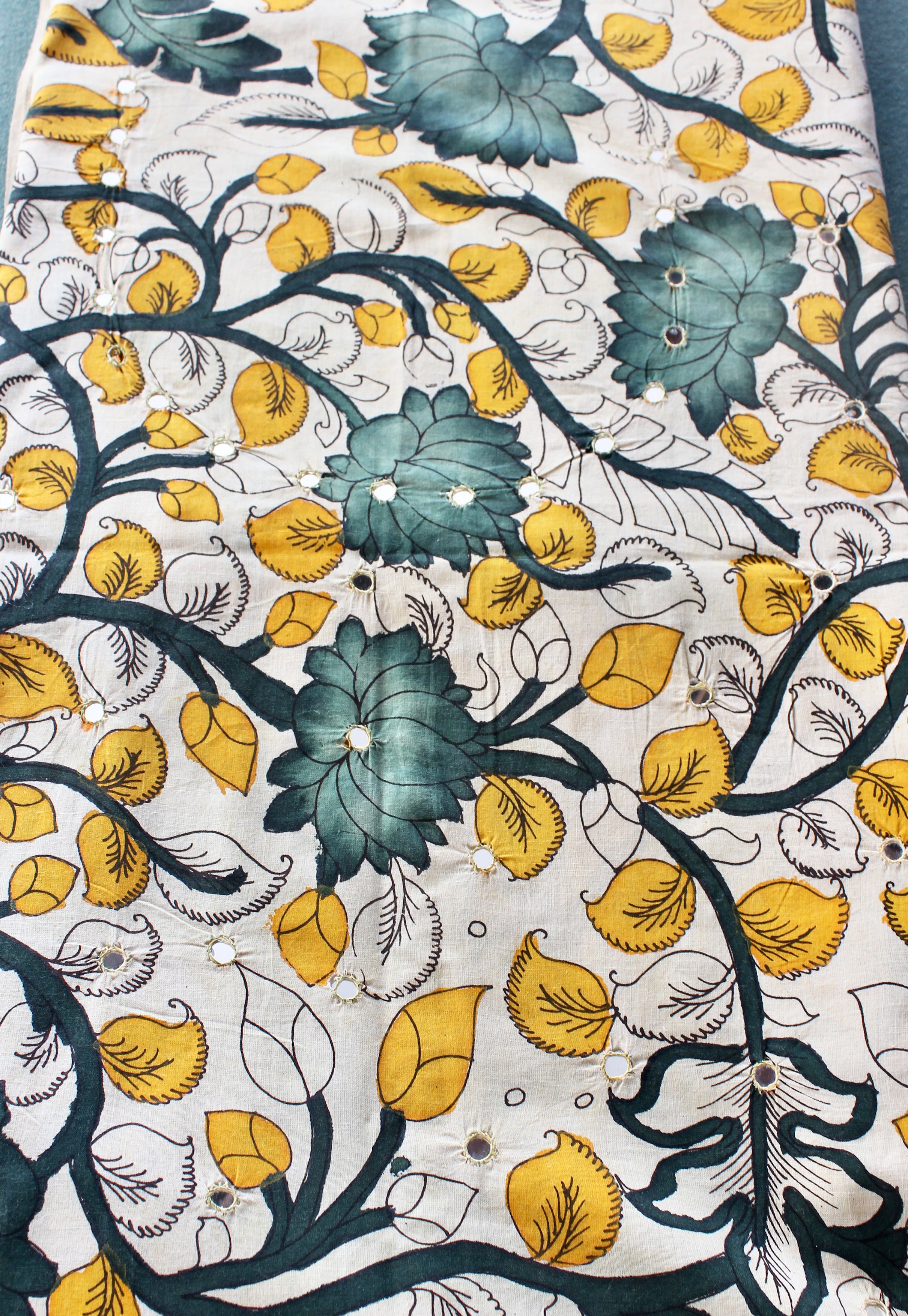 Cotton kurti fabric with mirror work