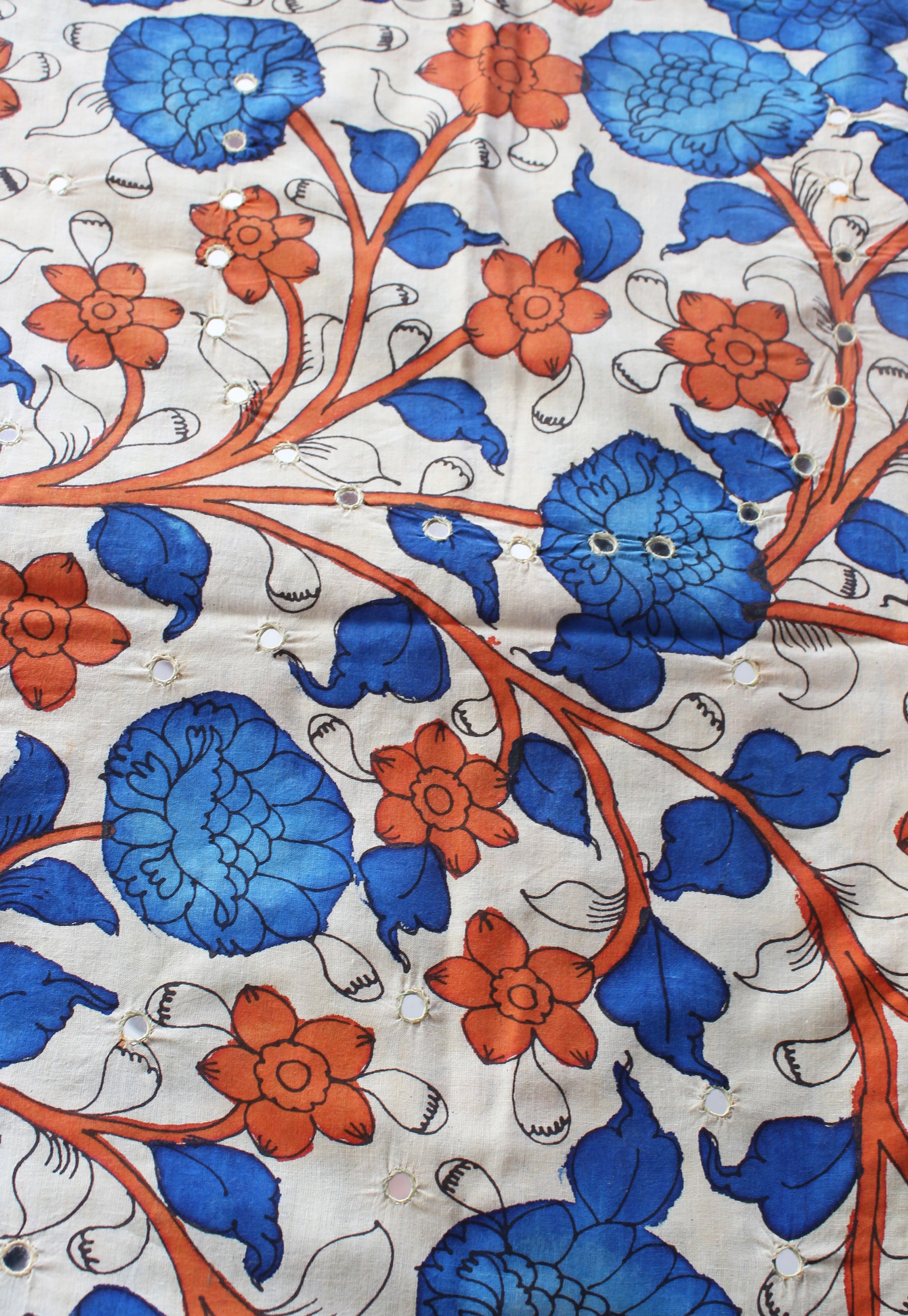 Cotton kurti fabric with mirror work