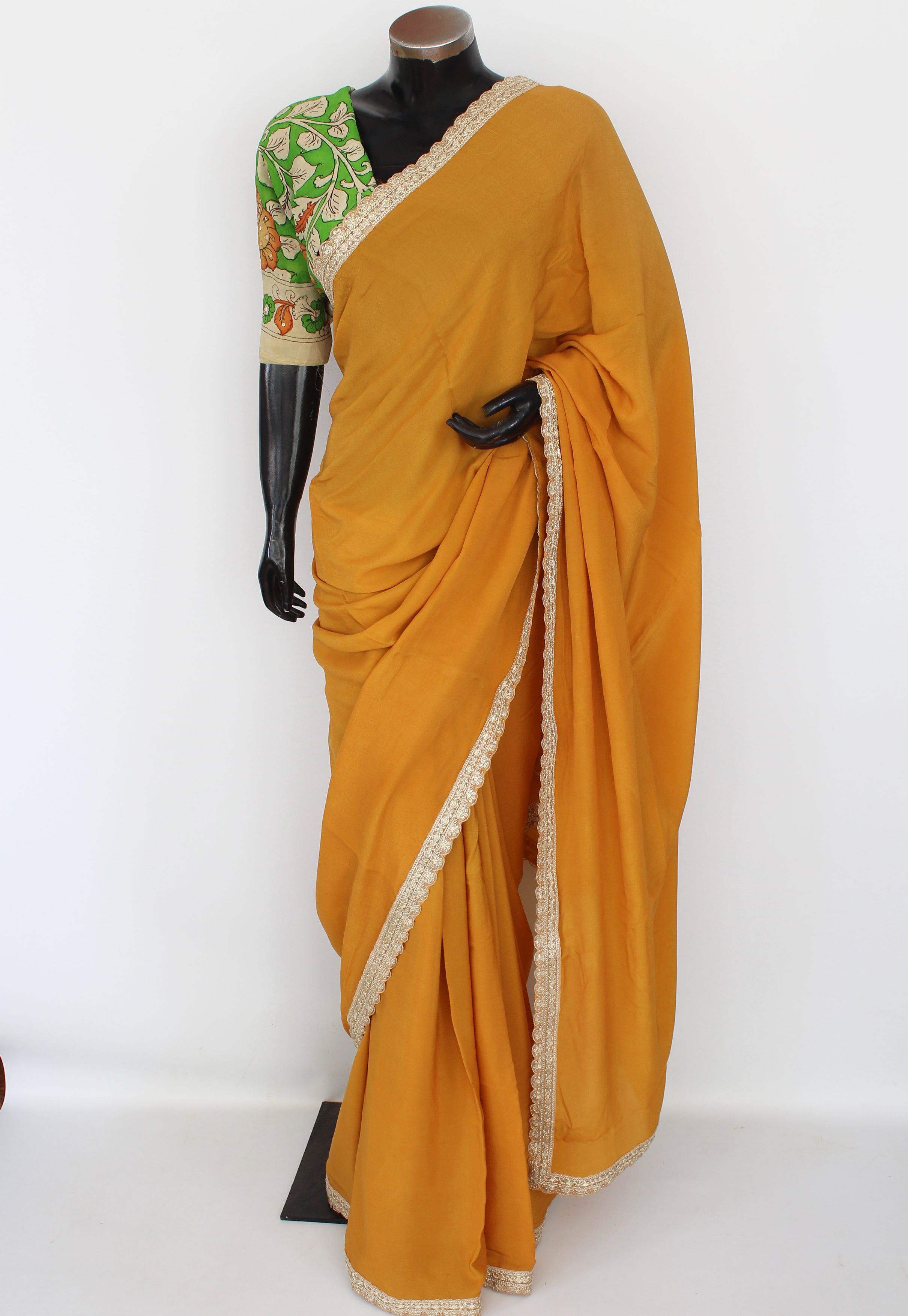 Georgette Crepe sari with kalamkari blouse