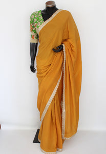Georgette Crepe sari with kalamkari blouse