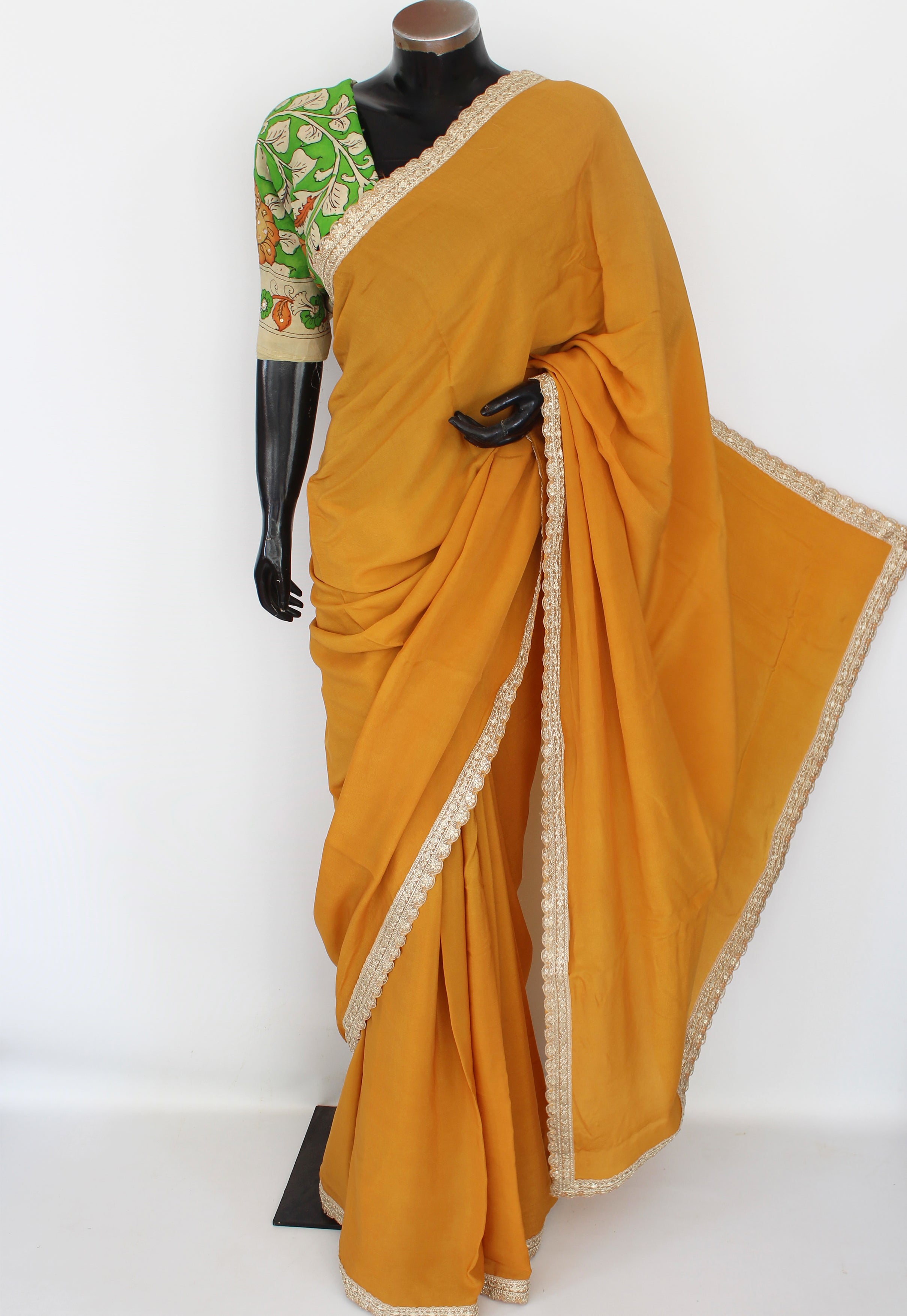 Georgette Crepe sari with kalamkari blouse