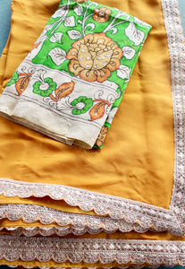 Georgette Crepe sari with kalamkari blouse
