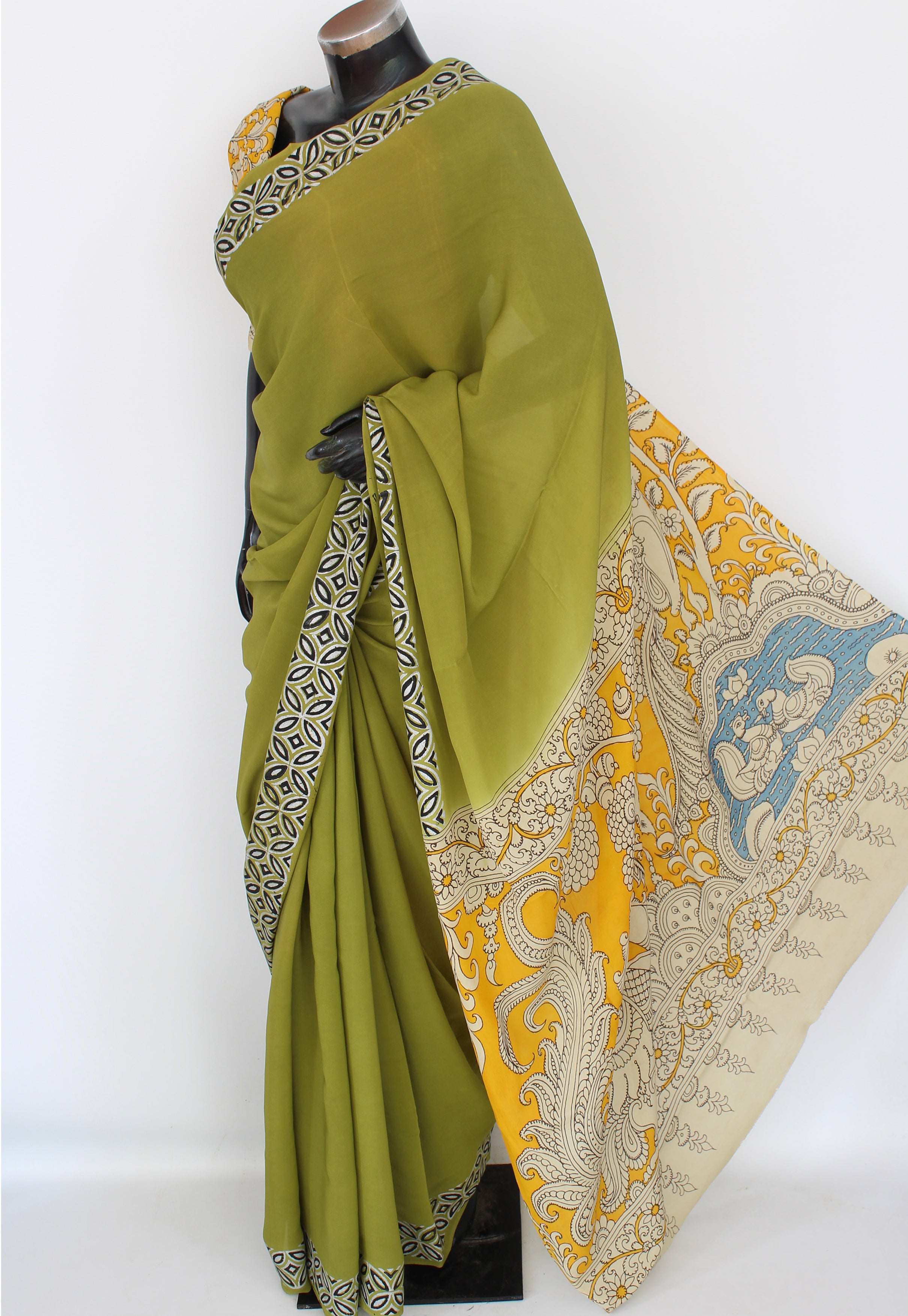 Georgette Crepe kalamkari sari